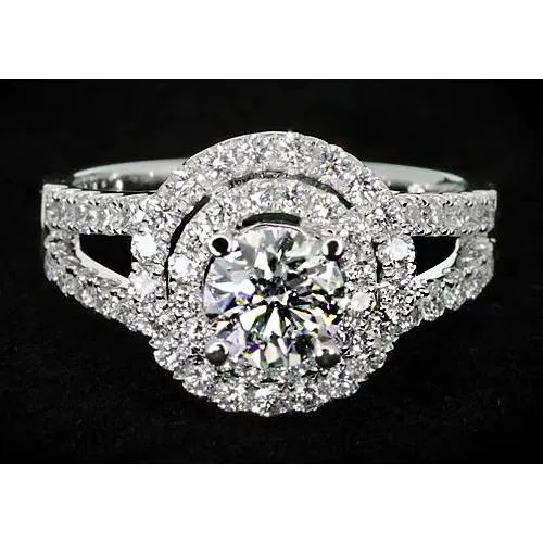 GB Rings 3 Carats Natural Earth Mined Diamond Round Halo Ring Split Shank White Gold 14K GB Rings 3 Carats Natural Earth Mined Diamond Round Halo Ring Split Shank White Gold 14K