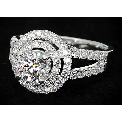 GB Rings 3 Carats Natural Earth Mined Diamond Round Halo Ring Split Shank White Gold 14K GB Rings 3 Carats Natural Earth Mined Diamond Round Halo Ring Split Shank White Gold 14K