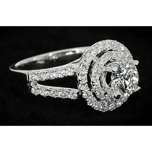 GB Rings 3 Carats Natural Earth Mined Diamond Round Halo Ring Split Shank White Gold 14K GB Rings 3 Carats Natural Earth Mined Diamond Round Halo Ring Split Shank White Gold 14K