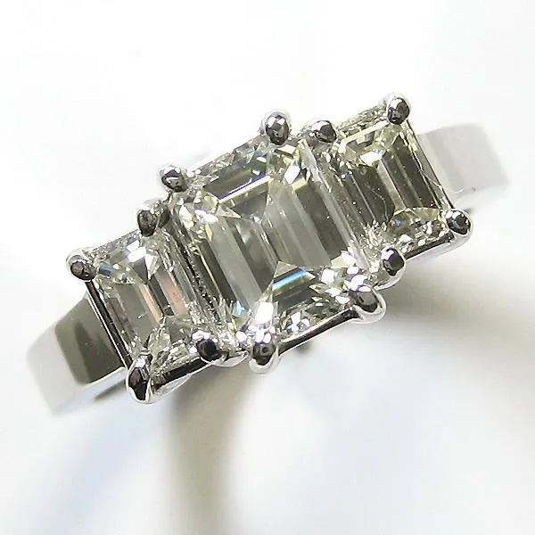 GB Rings 3 Stone Emerald Cut Anniversary Ring Natural Earth Mined Diamond GB Rings 3 Stone Emerald Cut Anniversary Ring Natural Earth Mined Diamond