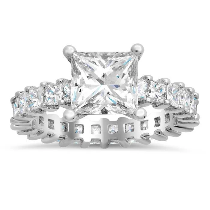 GB Rings 480 Ct Princess Cut Real Natural Earth Mined Diamonds Eternity Wedding Ring White Gold 14K GB Rings 480 Ct Princess Cut Real Natural Earth Mined Diamonds Eternity Wedding Ring White Gold 14K