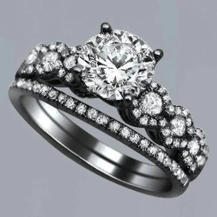 GB Rings Custom Jewelry Black Gold Natural Earth Mined Diamond Ring Set GB Rings Custom Jewelry Black Gold Natural Earth Mined Diamond Ring Set