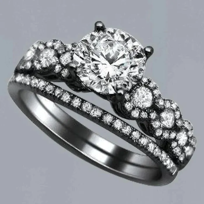 GB Rings Custom Jewelry Black Gold Natural Earth Mined Diamond Ring Set GB Rings Custom Jewelry Black Gold Natural Earth Mined Diamond Ring Set