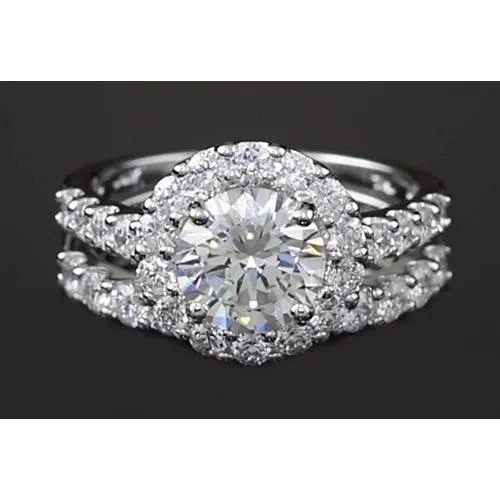 GB Rings Halo Parallel Double Shank Ring 180 Carats Natural Earth Mined Diamond GB Rings Halo Parallel Double Shank Ring 180 Carats Natural Earth Mined Diamond