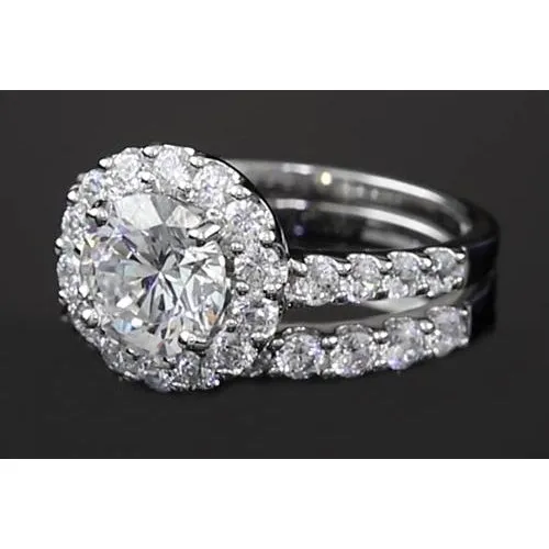 GB Rings Halo Parallel Double Shank Ring 180 Carats Natural Earth Mined Diamond GB Rings Halo Parallel Double Shank Ring 180 Carats Natural Earth Mined Diamond