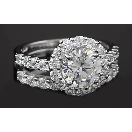 GB Rings Halo Parallel Double Shank Ring 180 Carats Natural Earth Mined Diamond GB Rings Halo Parallel Double Shank Ring 180 Carats Natural Earth Mined Diamond