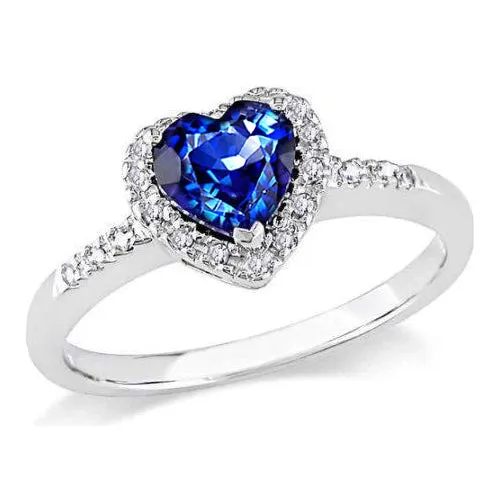 GB Rings Heart Cut Ceylon Blue Sapphire Round Natural Earth Mined Diamond Ring Gold GB Rings Heart Cut Ceylon Blue Sapphire Round Natural Earth Mined Diamond Ring Gold