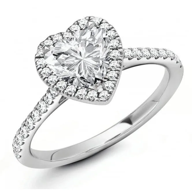 GB Rings Heart Shaped Natural Earth Mined Diamond Halo Wedding Ring