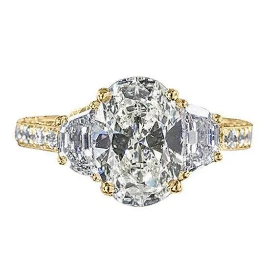 GB Rings Oval Natural Earth Mined Diamond Engagement Ring 3 Stone Style Yellow Gold 451 Carats GB Rings Oval Natural Earth Mined Diamond Engagement Ring 3 Stone Style Yellow Gold 451 Carats