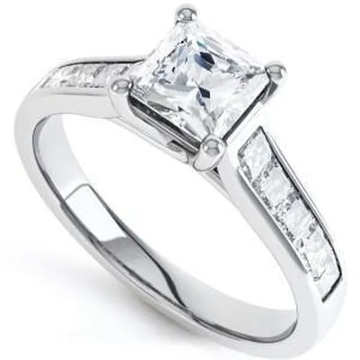 GB Rings Princess Cut Solitaire With Accent 4 Ct Natural Earth Mined Diamonds Ring White Gold 14K GB Rings Princess Cut Solitaire With Accent 4 Ct Natural Earth Mined Diamonds Ring White Gold 14K
