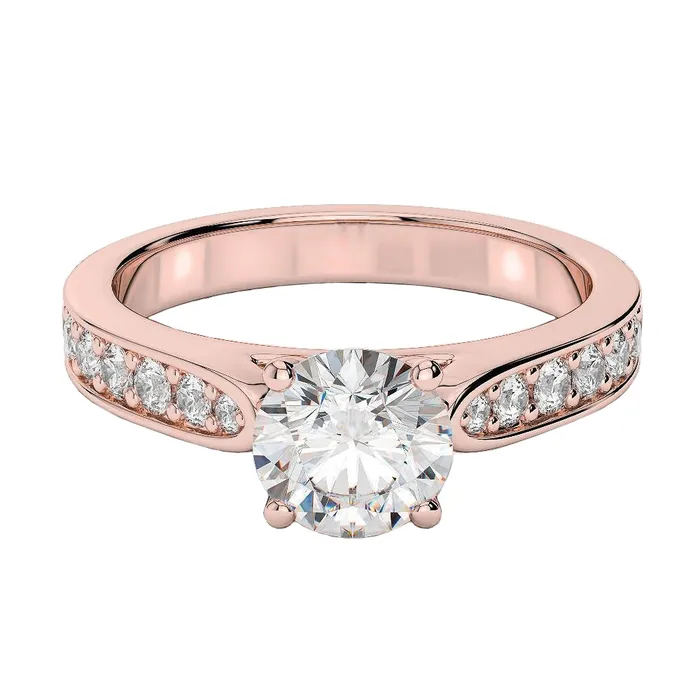 GB Rings Round Brilliant Cut 340 Carats Natural Earth Mined Diamond Engagement Ring Rose Gold 14K GB Rings Round Brilliant Cut 340 Carats Natural Earth Mined Diamond Engagement Ring Rose Gold 14K