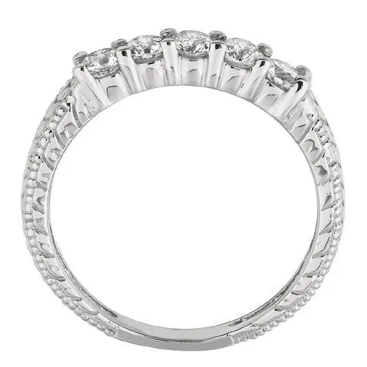 GB Rings Round Natural Earth Mined Diamond Eternity Band 050 Carat Vintage Style White Gold 14K