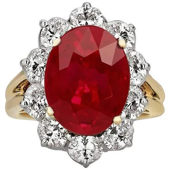 GB Rings Two Tone Gold 350 Ct Brilliant Cut Ruby With Natural Earth Mined Diamonds Ring New GB Rings Two Tone Gold 350 Ct Brilliant Cut Ruby With Natural Earth Mined Diamonds Ring New