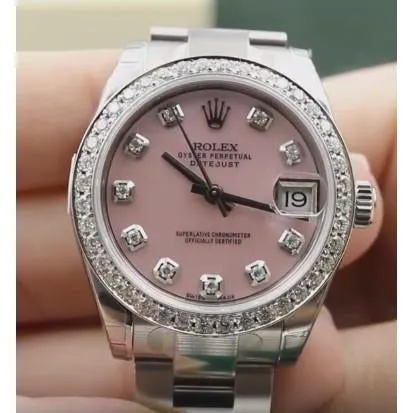 GB Rolex Dj Watch Pink Mother Of Pearl Dial Custom Diamond Bezel Ss Watches GB Rolex Dj Watch Pink Mother Of Pearl Dial Custom Diamond Bezel Ss Watches