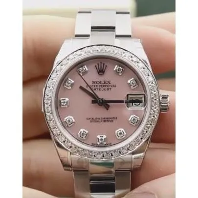 GB Rolex Dj Watch Pink Mother Of Pearl Dial Custom Diamond Bezel Ss Watches