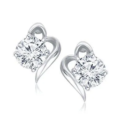GB Round Cut 1 Carat Solitaire Natural Earth Mined Diamond Stud Earring Earrings GB Round Cut 1 Carat Solitaire Natural Earth Mined Diamond Stud Earring Earrings