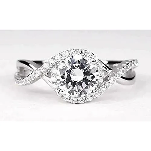 GB Twisted Round Real Natural Earth Mined Diamond Engagement Ring 175 Carats White Gold 14K Rings GB Twisted Round Real Natural Earth Mined Diamond Engagement Ring 175 Carats White Gold 14K Rings