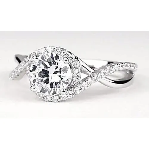GB Twisted Round Real Natural Earth Mined Diamond Engagement Ring 175 Carats White Gold 14K Rings GB Twisted Round Real Natural Earth Mined Diamond Engagement Ring 175 Carats White Gold 14K Rings