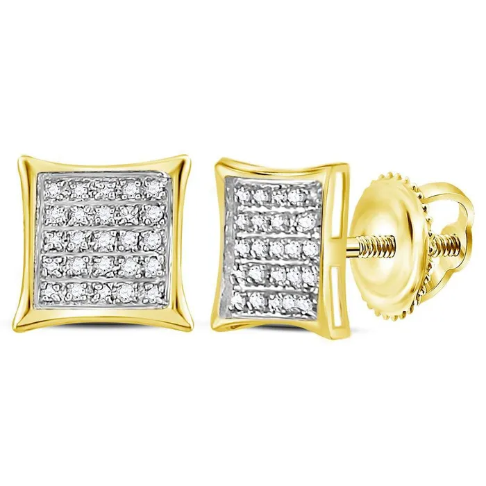 GND Earrings GND 10kt Yellow Gold Womens Round Diamond Square Kite Cluster Earrings 16 Cttw GND Earrings GND 10kt Yellow Gold Womens Round Diamond Square Kite Cluster Earrings 16 Cttw