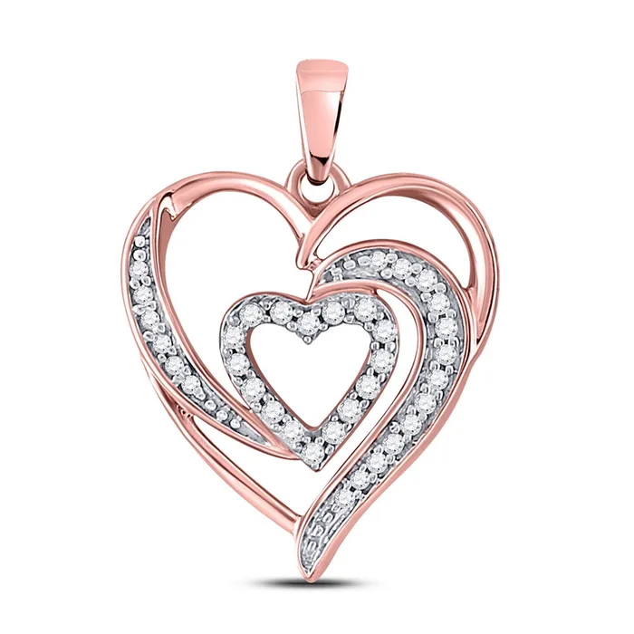 GND Necklaces GND 10kt Rose Gold Womens Round Diamond Fashion Heart Pendant 16 Cttw GND Necklaces GND 10kt Rose Gold Womens Round Diamond Fashion Heart Pendant 16 Cttw