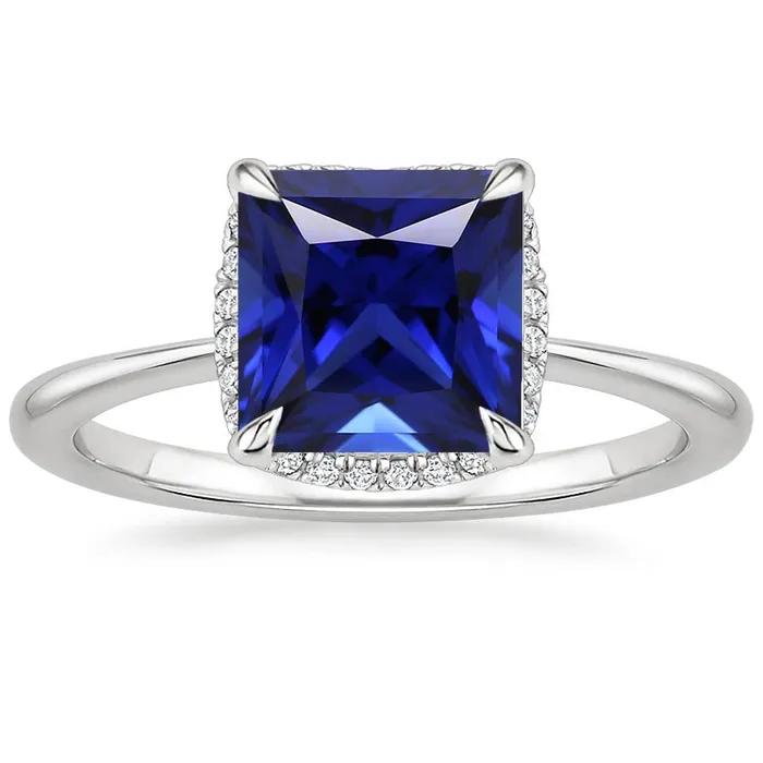 Halo Ring Princess Sri Lankan Sapphire and Natural Earth Mined Diamond 525 Carat HarryChadEntcom Rings Halo Ring Princess Sri Lankan Sapphire and Natural Earth Mined Diamond 525 Carat HarryChadEntcom Rings