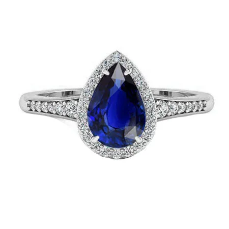 Halo Sapphire Pear Ring 250 Ct Prong Set Accents Diamond HarryChadEntcom Rings Halo Sapphire Pear Ring 250 Ct Prong Set Accents Diamond HarryChadEntcom Rings