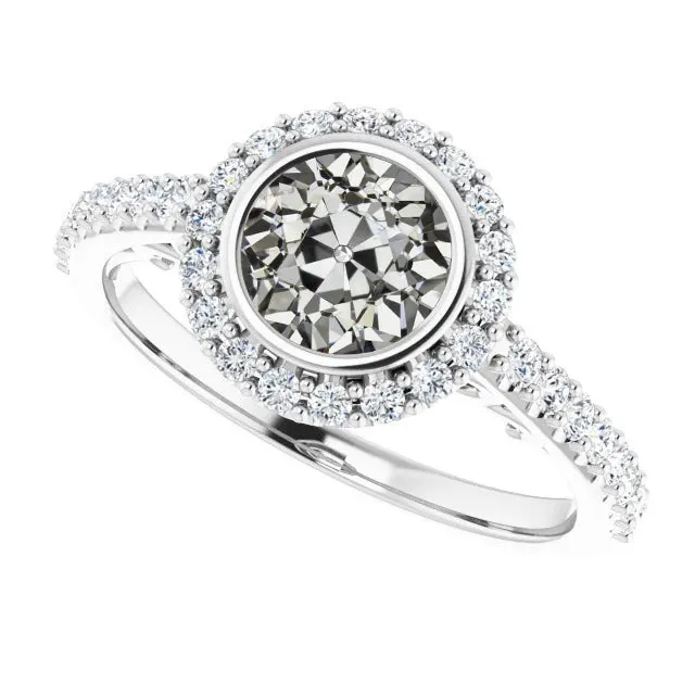 Halo Wedding Ring Round Bezel Set Old Miner Natural Earth Mined Diamond 550 Carats HarryChadEntcom Rings