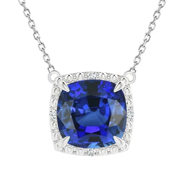 HarryChadEntcom Eagle Claws Cushion Blue Sapphire Halo Pendant Dog Ear 525 Carats Earrings HarryChadEntcom Eagle Claws Cushion Blue Sapphire Halo Pendant Dog Ear 525 Carats Earrings