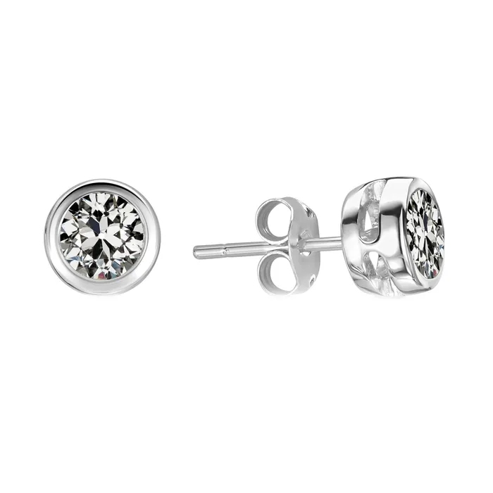 HarryChadEntcom Earrings 2 Carats Round Natural Diamond Old Miner Stud Earrings Bezel Set 14K Gold HarryChadEntcom Earrings 2 Carats Round Natural Diamond Old Miner Stud Earrings Bezel Set 14K Gold