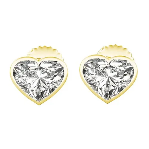 HarryChadEntcom Earrings Earth Mined Diamond Heart Stud Earrings Bezel Set Yellow Gold HarryChadEntcom Earrings Earth Mined Diamond Heart Stud Earrings Bezel Set Yellow Gold
