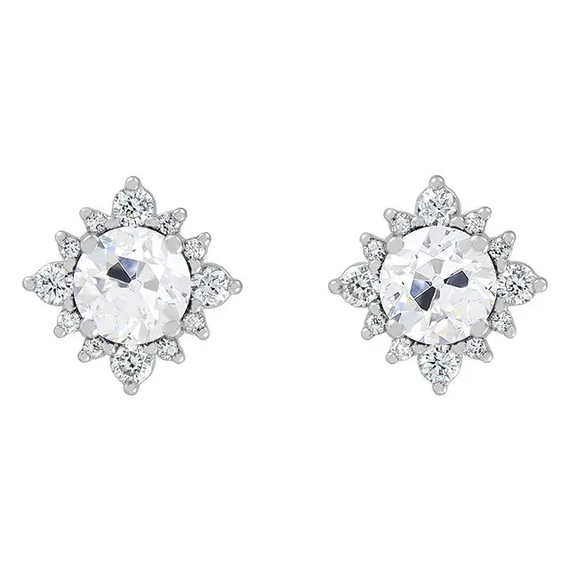 HarryChadEntcom Earrings Flower Style Mined Diamond Stud Earring White Gold Round Old Cut 550 Carats HarryChadEntcom Earrings Flower Style Mined Diamond Stud Earring White Gold Round Old Cut 550 Carats