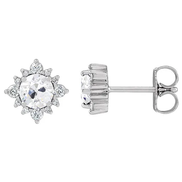 HarryChadEntcom Earrings Flower Style Mined Diamond Stud Earring White Gold Round Old Cut 550 Carats HarryChadEntcom Earrings Flower Style Mined Diamond Stud Earring White Gold Round Old Cut 550 Carats