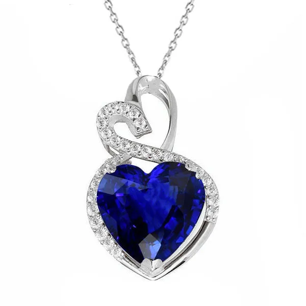 HarryChadEntcom Necklaces Fancy Pendant Heart Blue Sapphire Round Natural Earth Mined Diamond 425 Carats HarryChadEntcom Necklaces Fancy Pendant Heart Blue Sapphire Round Natural Earth Mined Diamond 425 Carats