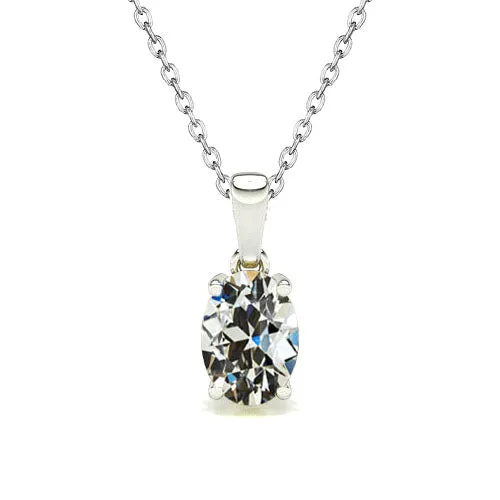 HarryChadEntcom Necklaces Old Cut Oval Mined Diamond Pendant 150 Carats Prong Set White Gold HarryChadEntcom Necklaces Old Cut Oval Mined Diamond Pendant 150 Carats Prong Set White Gold