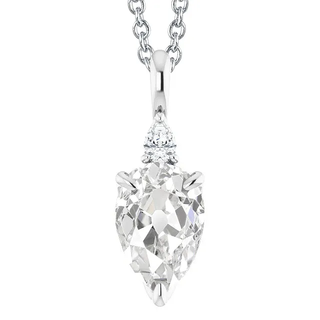 HarryChadEntcom Necklaces White Gold Jewelry Pear Old Cut Natural Earth Mined Diamond Pendant 350 Carats 14K HarryChadEntcom Necklaces White Gold Jewelry Pear Old Cut Natural Earth Mined Diamond Pendant 350 Carats 14K