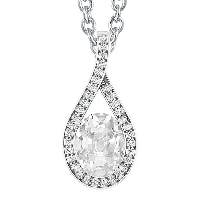HarryChadEntcom Necklaces White Gold Natural Earth Mined Diamond Pendant Oval Old Cut 6 Carats Slide Prong Set HarryChadEntcom Necklaces White Gold Natural Earth Mined Diamond Pendant Oval Old Cut 6 Carats Slide Prong Set