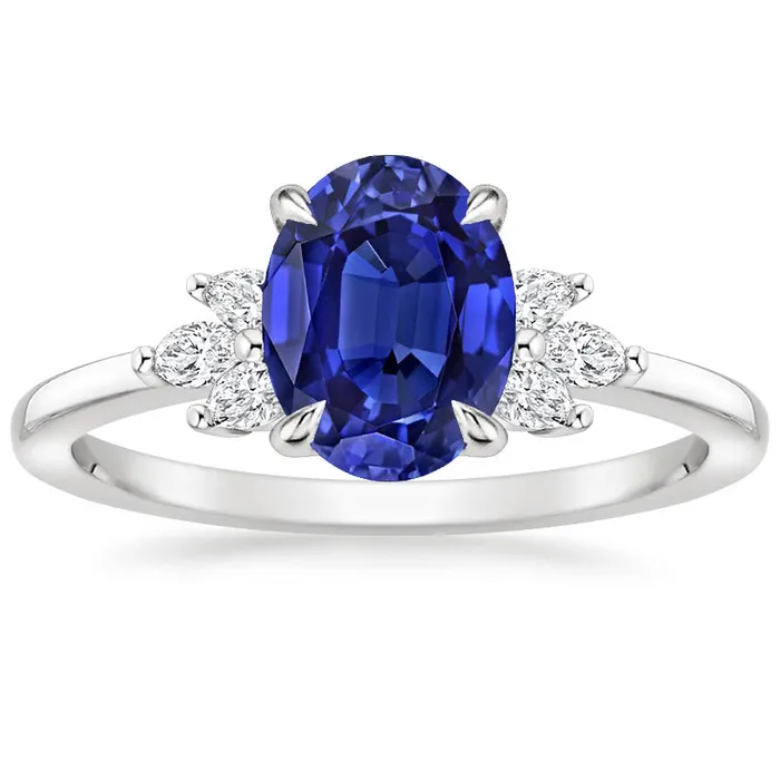 HarryChadEntcom Oval Solitaire Blue Sapphire Ring With Pear Side Stones 450 Carats Rings HarryChadEntcom Oval Solitaire Blue Sapphire Ring With Pear Side Stones 450 Carats Rings