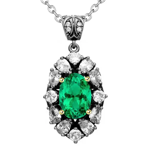 HarryChadEntcom Real Pear Diamond Oval Green Emerald Pendant Jewelry Necklaces HarryChadEntcom Real Pear Diamond Oval Green Emerald Pendant Jewelry Necklaces