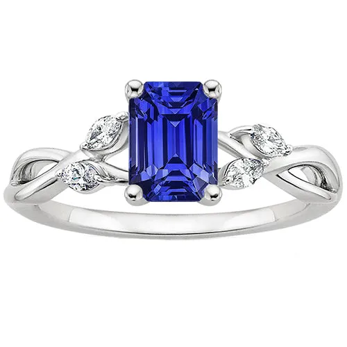 HarryChadEntcom Rings Ceylon Sapphire Anniversary Ring With Marquise Natural Earth Mined Diamonds 4 Carats HarryChadEntcom Rings Ceylon Sapphire Anniversary Ring With Marquise Natural Earth Mined Diamonds 4 Carats