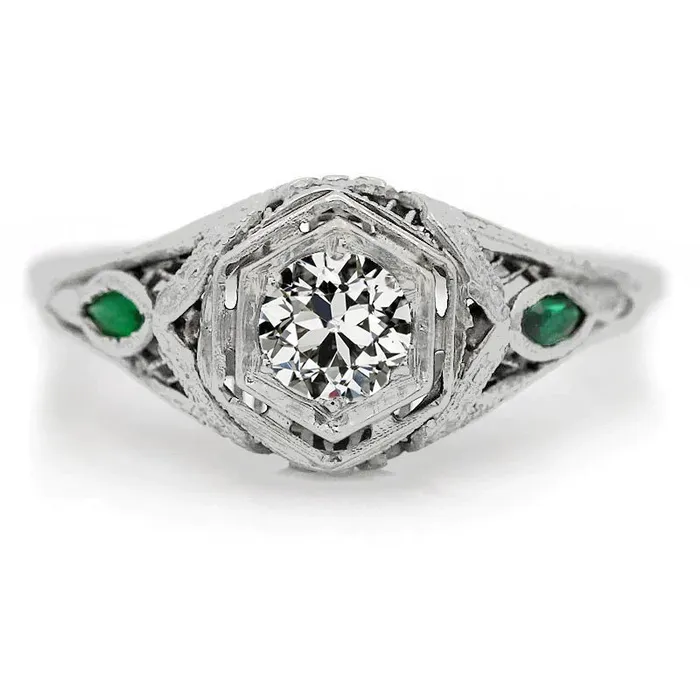 HarryChadEntcom Rings Custom Jewelry 3 Stone Ring Emerald Natural Earth Mined Diamond Old Cut HarryChadEntcom Rings Custom Jewelry 3 Stone Ring Emerald Natural Earth Mined Diamond Old Cut