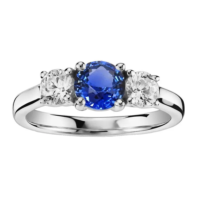 HarryChadEntcom Rings Gemstone 3 Stone Ring Round Sri Lankan Sapphire 250 Carats Natural Earth Mined Diamond