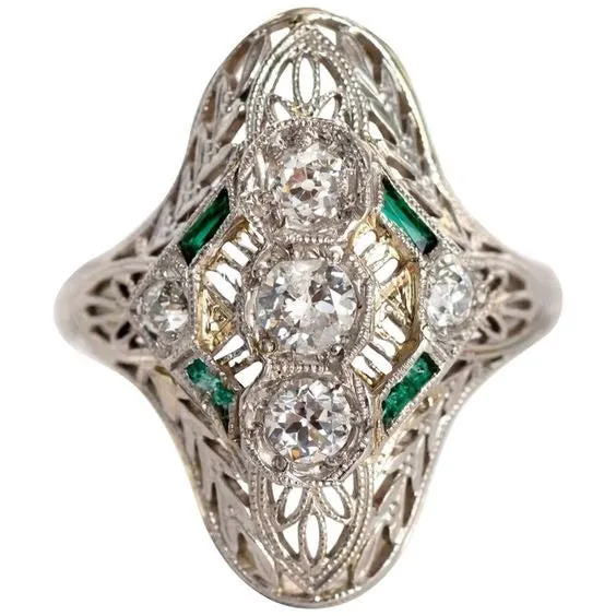 HarryChadEntcom Rings Genuine Emerald Round Old Miner Natural Earth Mined Diamond Ring Filigree 250 Carats HarryChadEntcom Rings Genuine Emerald Round Old Miner Natural Earth Mined Diamond Ring Filigree 250 Carats