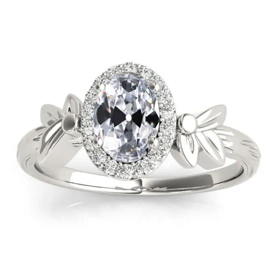 HarryChadEntcom Rings Halo Oval Old Miner Natural Earth Mined Diamond Ring Leaf Vintage Style 4 Carats HarryChadEntcom Rings Halo Oval Old Miner Natural Earth Mined Diamond Ring Leaf Vintage Style 4 Carats