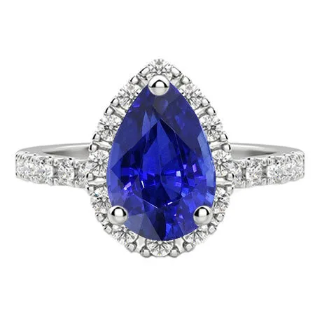 HarryChadEntcom Rings Halo Pear Blue Sapphire Ring 4 Carats Diamond Accents Jewelry HarryChadEntcom Rings Halo Pear Blue Sapphire Ring 4 Carats Diamond Accents Jewelry