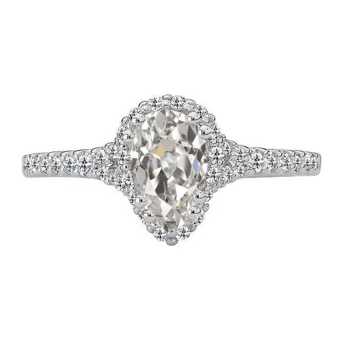 HarryChadEntcom Rings Halo Pear Old Mine Cut Natural Earth Mined Diamond Wedding Ring White Gold 450 Carats HarryChadEntcom Rings Halo Pear Old Mine Cut Natural Earth Mined Diamond Wedding Ring White Gold 450 Carats