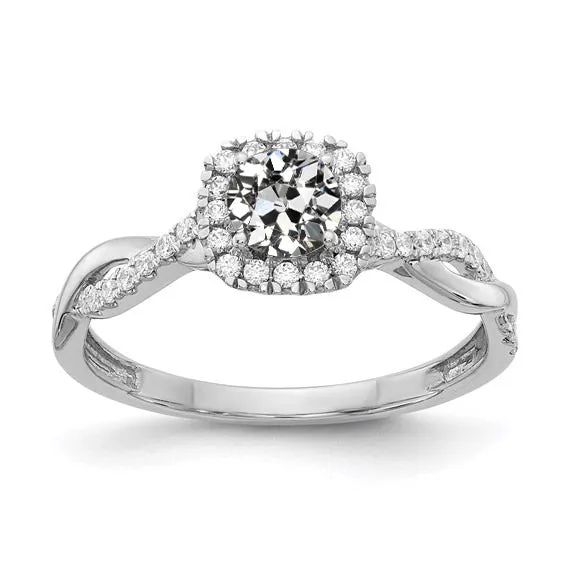 HarryChadEntcom Rings Halo Round Old European Natural Earth Mined Diamond Ring Twisted Shank 250 Carats HarryChadEntcom Rings Halo Round Old European Natural Earth Mined Diamond Ring Twisted Shank 250 Carats