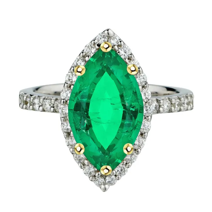 HarryChadEntcom Rings Marquise Green Emerald Halo Ring
