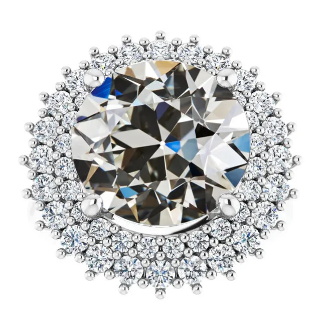 HarryChadEntcom Rings Old Cut Huge Lab Grown Diamond Double Halo Ring 4 Prong Set 1050 Carats HarryChadEntcom Rings Old Cut Huge Lab Grown Diamond Double Halo Ring 4 Prong Set 1050 Carats