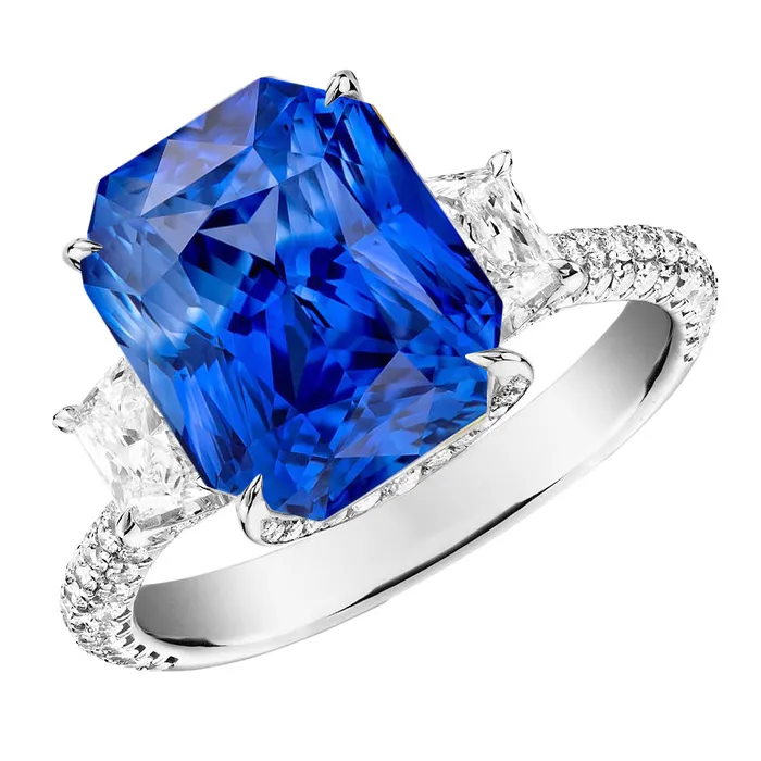HarryChadEntcom Rings Radiant Natural Earth Mined Diamond Ceylon Sapphire Ring 750 Carats 3 Stone Prong Style HarryChadEntcom Rings Radiant Natural Earth Mined Diamond Ceylon Sapphire Ring 750 Carats 3 Stone Prong Style