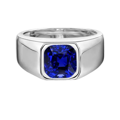HarryChadEntcom Rings Radiant Solitaire Mens Ring Gold Ceylon Sapphire Thick Shank 1 Carat HarryChadEntcom Rings Radiant Solitaire Mens Ring Gold Ceylon Sapphire Thick Shank 1 Carat